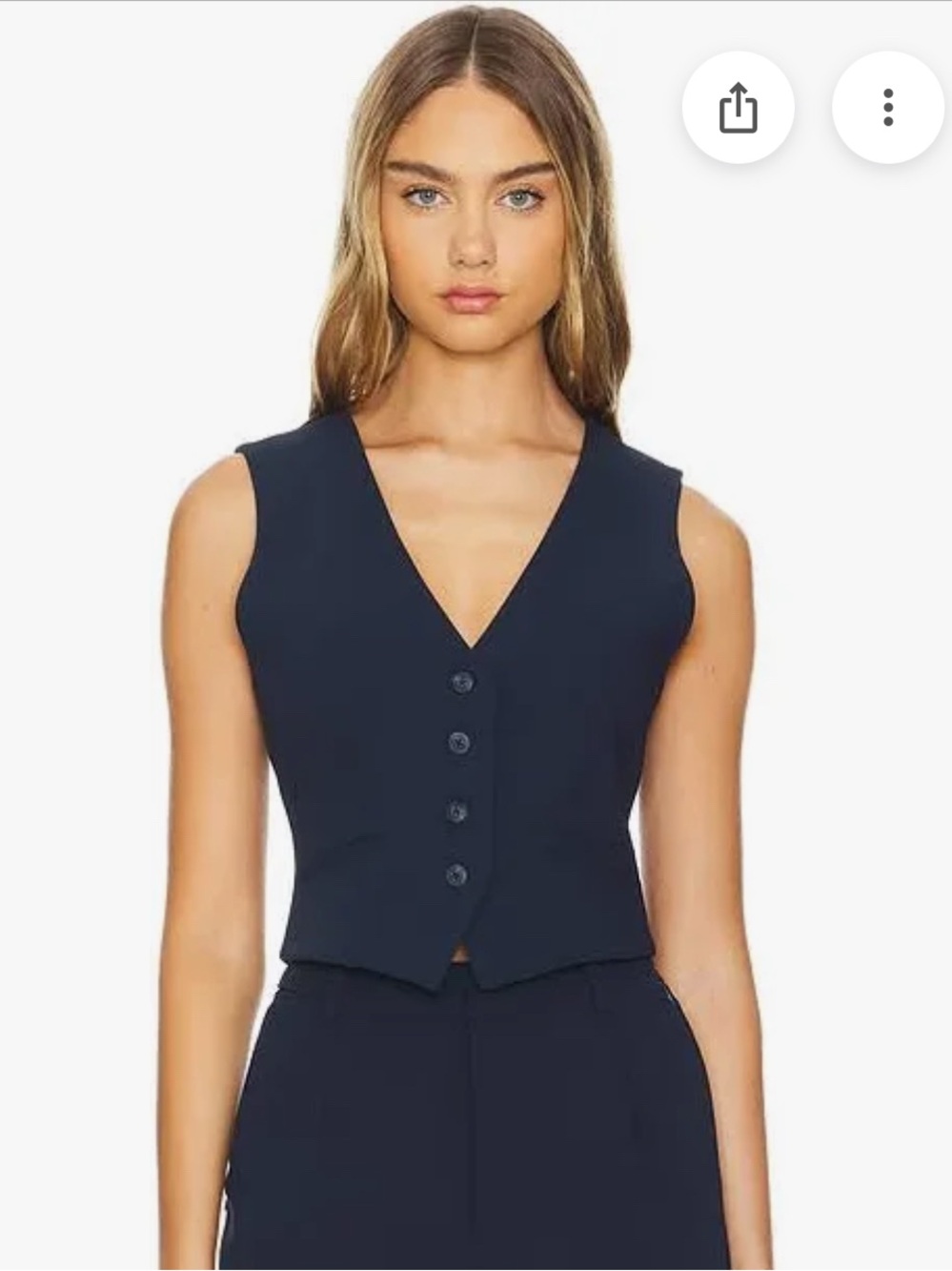 Good American Navy Luxe Sleeveless Buttoned Vest